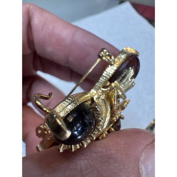 VTG Expan Amber Glass Convertible Brooch/Pendant - Picture 6 of 7